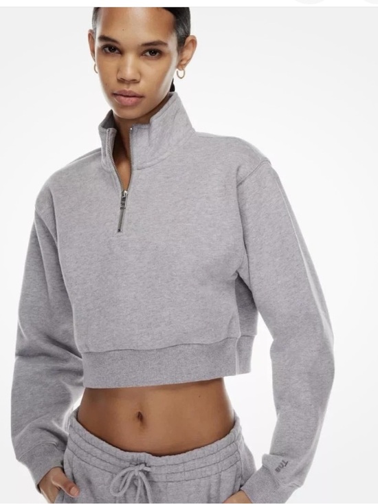 TNA Tops - Aritzia TNA Cozy Fleece Perfect 1/4 Zip Cropped Sweatshirt Women's XS Grey